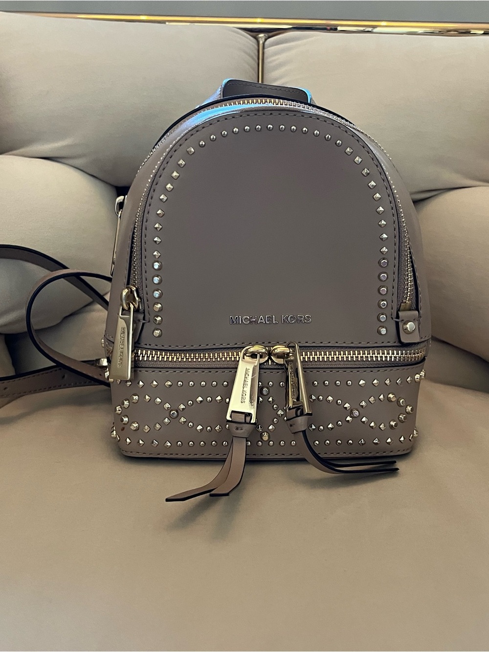 Michael Kors Rhea Mini Studded Backpack Crossbody - Picture 4 of 14